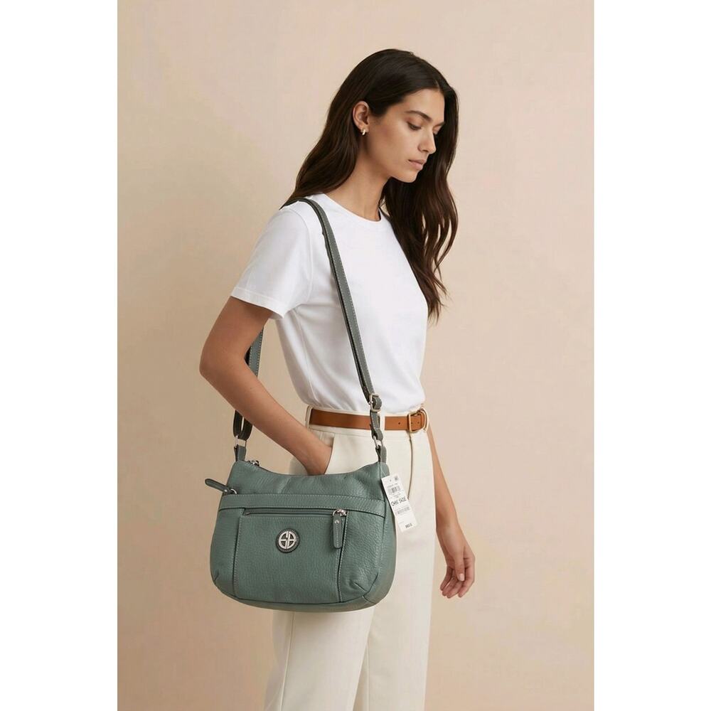 Giani Bernini Pebble Hobo faux leather exterior and multiple pockets Pine green